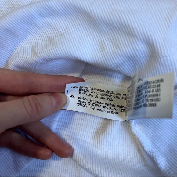 Zara Draped Bandeau White Top Off the Shoulder Asymmetric Neckline Size Small - Picture 9 of 15